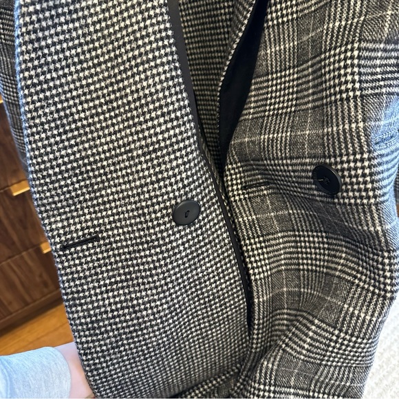 BCBG MaxAzria black and white houndstooth wool blend coat sz L - Picture 7 of 7